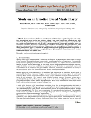emotion based music player research paper