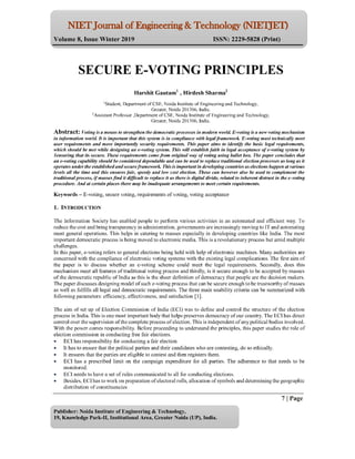 SECURE E-VOTING PRINCIPLES
