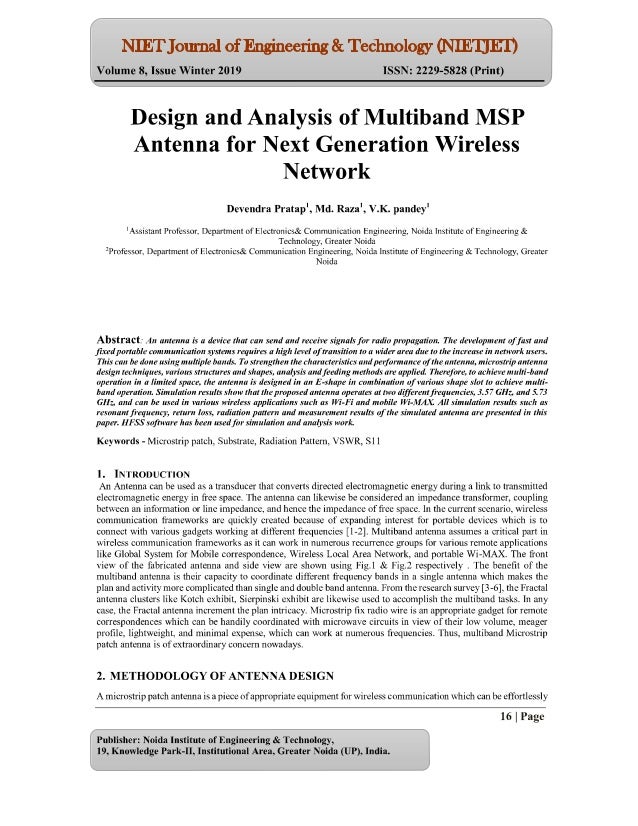 Design And Analysis Of Multiband MSP Antenna For Next Generation Wireless Network