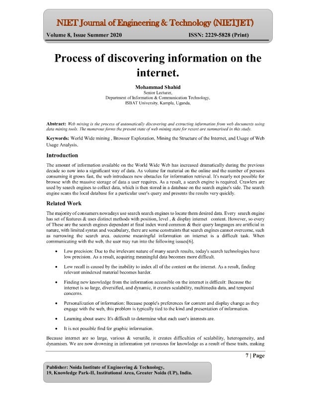 Process Of Discovering Information On The Internet