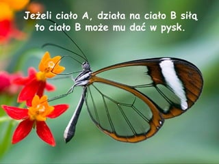 Jeżeli ciało A, działa na ciało B siłą to ciało B może mu dać w pysk. 