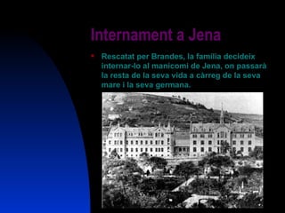 Internament a Jena Rescatat per Brandes, la família decideix internar-lo al manicomi de Jena, on passarà la resta de la seva vida a càrreg de la seva mare i la seva germana. 