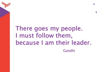 29




There goes my people.
I must follow them,
because I am their leader.

 
 
 
 
 
 
 
 
 
 
 
 
 
 Gandhi
 