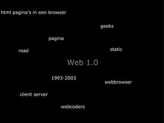 Web 1.0 1993-2003 html pagina’s in een browser read pagina static webbrowser client server webcoders geeks 