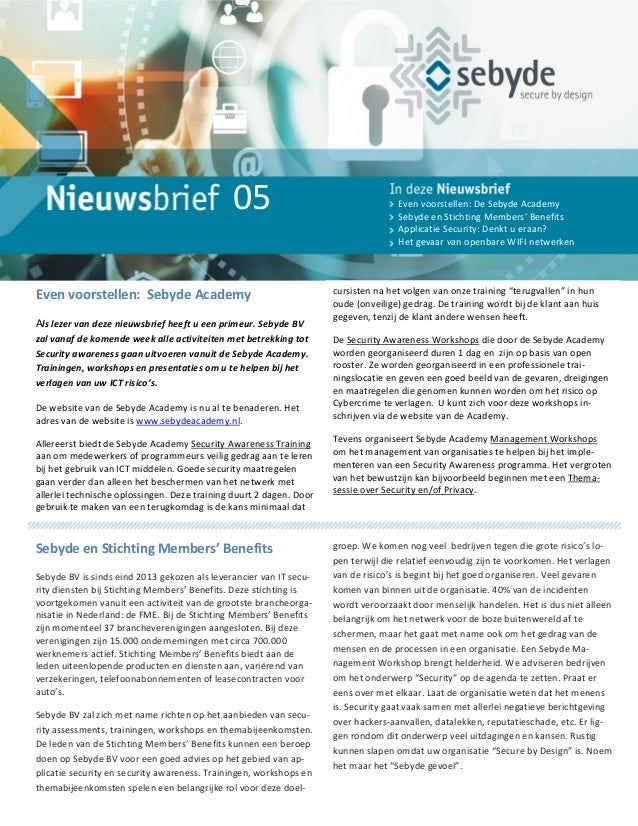 Nieuwsbrief nr 5 "Even voorstellen Sebyde Academy"