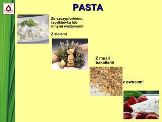 PASTA  Ze szczypiorkiem, rzodkiewką lub innymi warzywami Z ziołami z owocami  Z musli bakaliami 