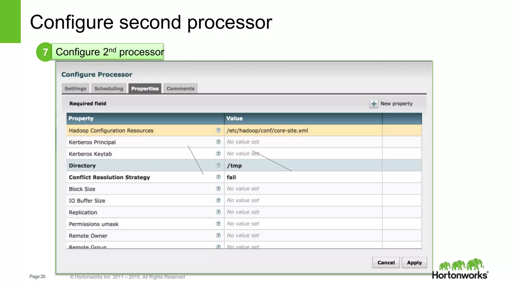 Page20 © Hortonworks Inc. 2011 – 2015. All Rights Reserved
Configure second processor
7 Configure 2nd processor
 