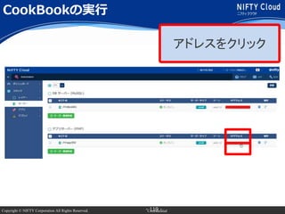 Copyright © NIFTY Corporation All Rights Reserved. Confidential- 119 -
CookBookの実行
アドレスをクリック
 