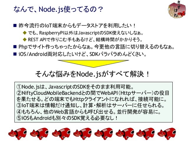 さすけね Nifty Cloud Mobile Backend Node Js 利用例