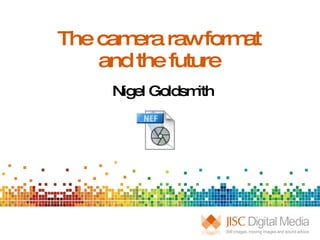 The camera raw format and the future Nigel Goldsmith 