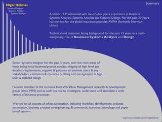 Nigel Holmes CV | PPT
