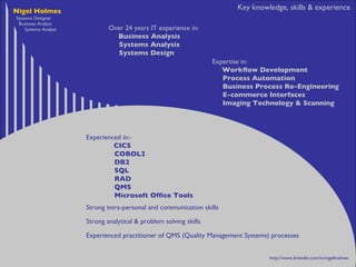 Nigel Holmes CV | PPT