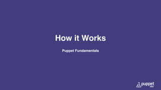 Deﬁne desired state
How it Works
Puppet Fundamentals
 