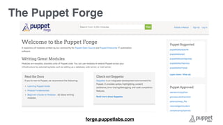 forge.puppetlabs.com
The Puppet Forge
 