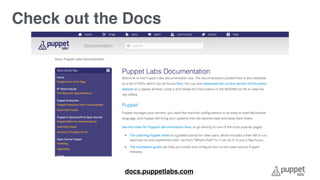 docs.puppetlabs.com
Check out the Docs
 