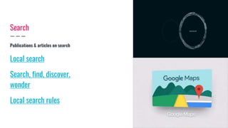 Search
Publications & articles on search
Local search
Search, find, discover,
wonder
Local search rules
 