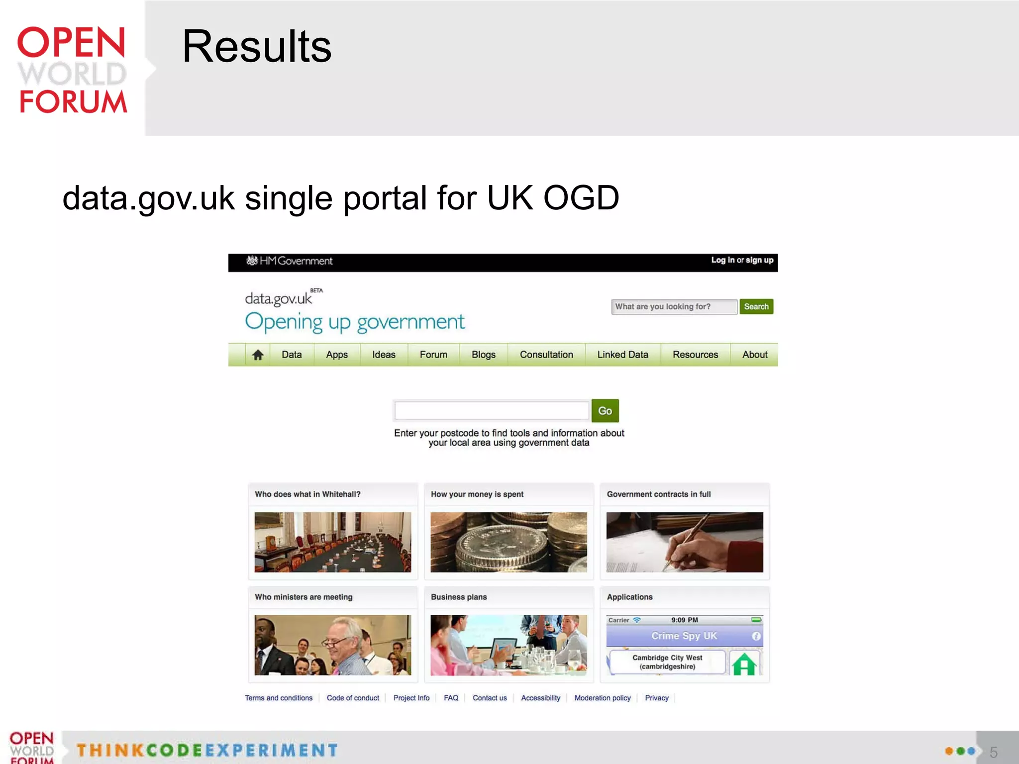 Results data.gov.uk single portal for UK OGD 