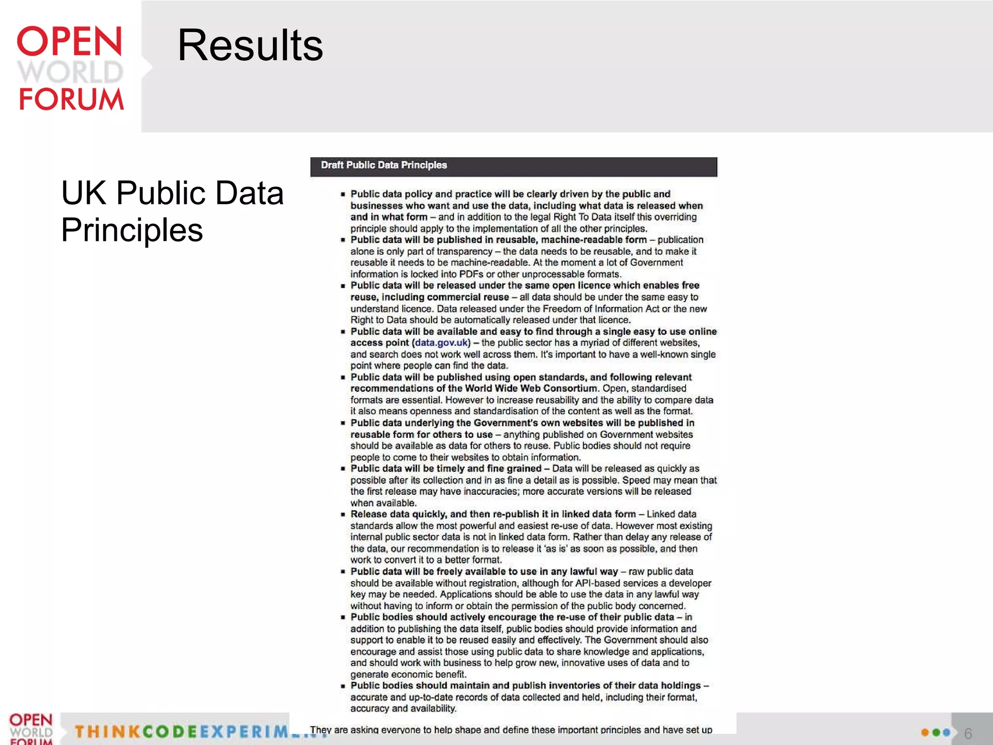 Results UK Public Data Principles 
