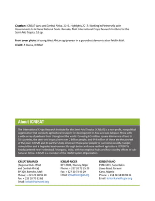 Nigeria increasing domestic food supply and creating jobs - ICRISAT West and Central Africa (WCA) Annual Report - 2017