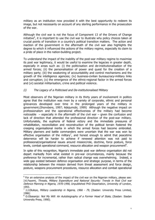 Nigeria Position Paper On The Military