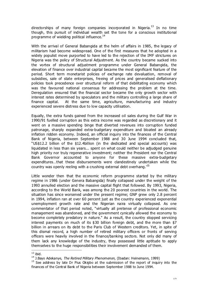 Nigeria position paper on the military