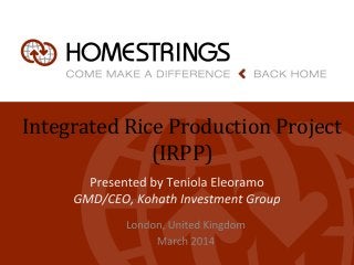Integrated Rice Production Project
(IRPP)
 