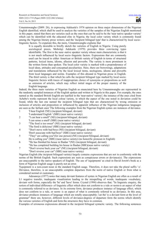Nigerian english syntax and usage between deviance and deviation | PDF
