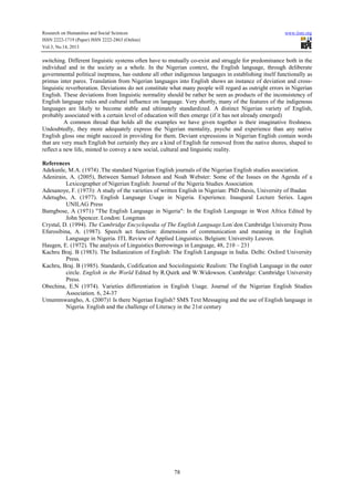 Nigerian english syntax and usage between deviance and deviation | PDF