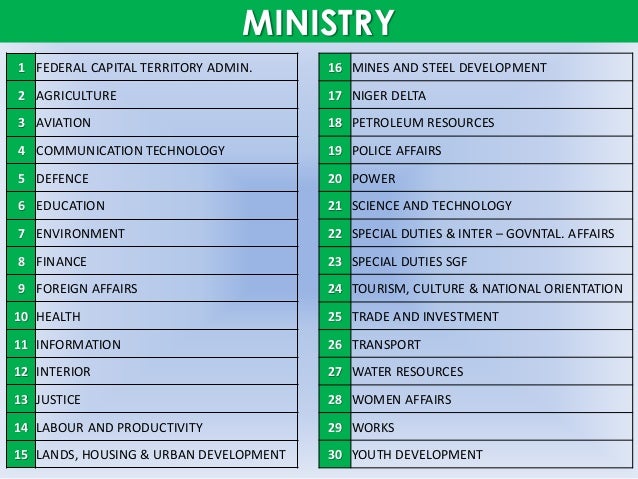 Nigerian Govt Ministries Depts And Agencies