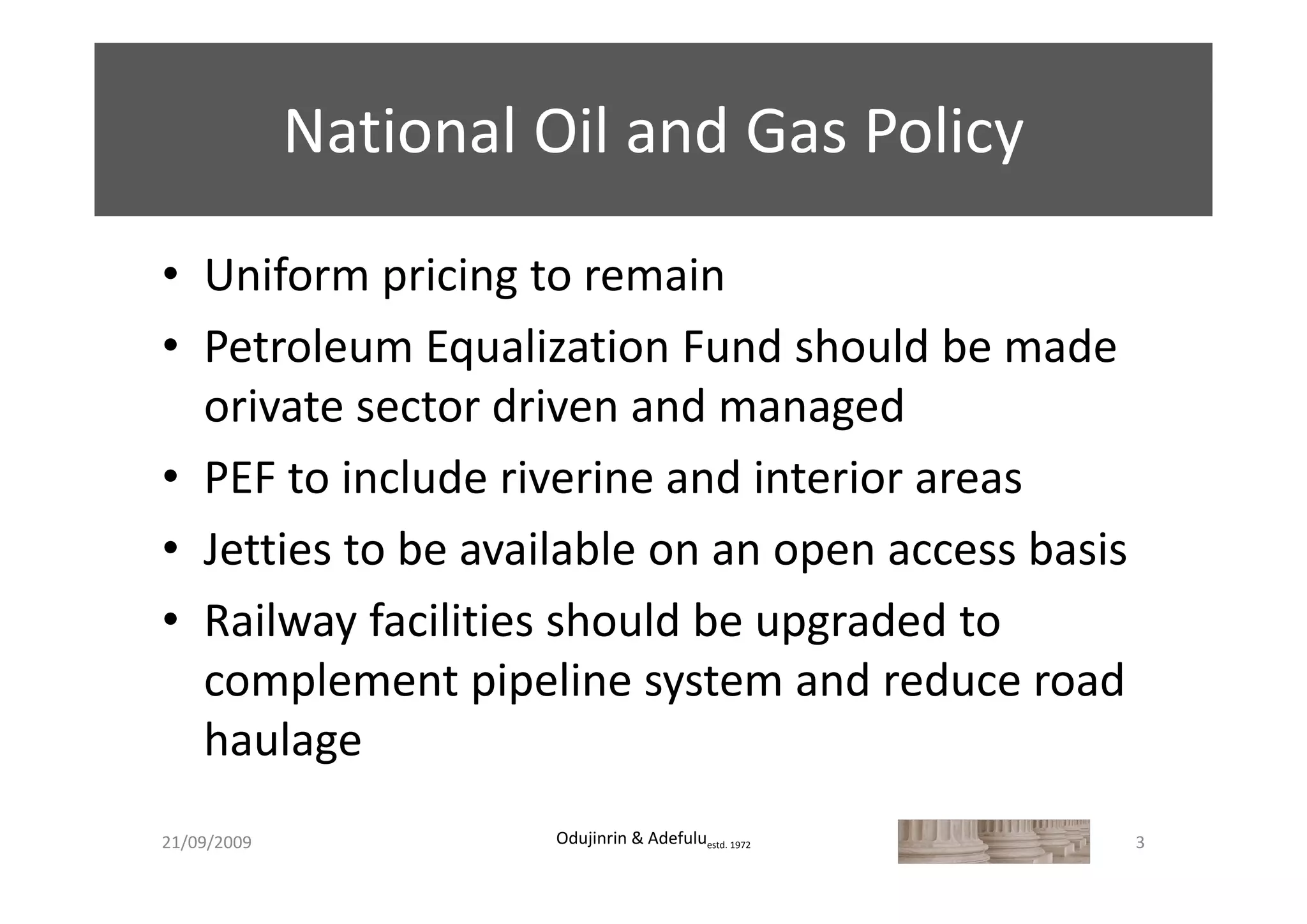 Nigerian Petroleum Policy (Downstream) | PDF
