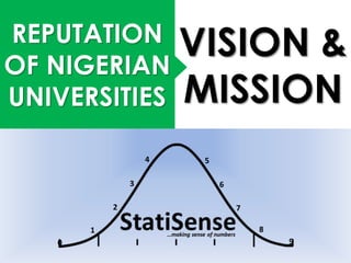 REPUTATION
OF NIGERIAN
UNIVERSITIES
VISION &
MISSION
 