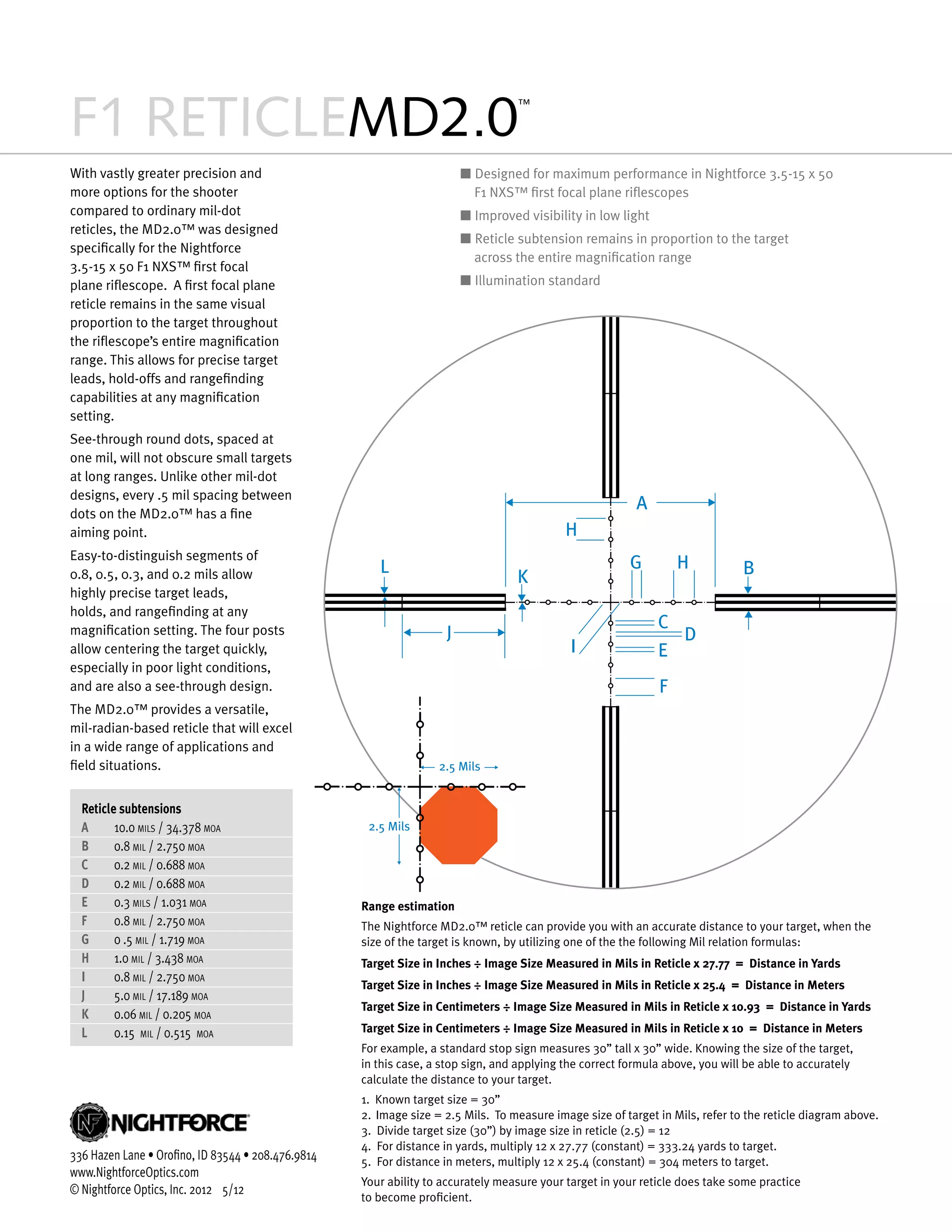 NightForce MD2.0 Reticle Optics Trade PDF