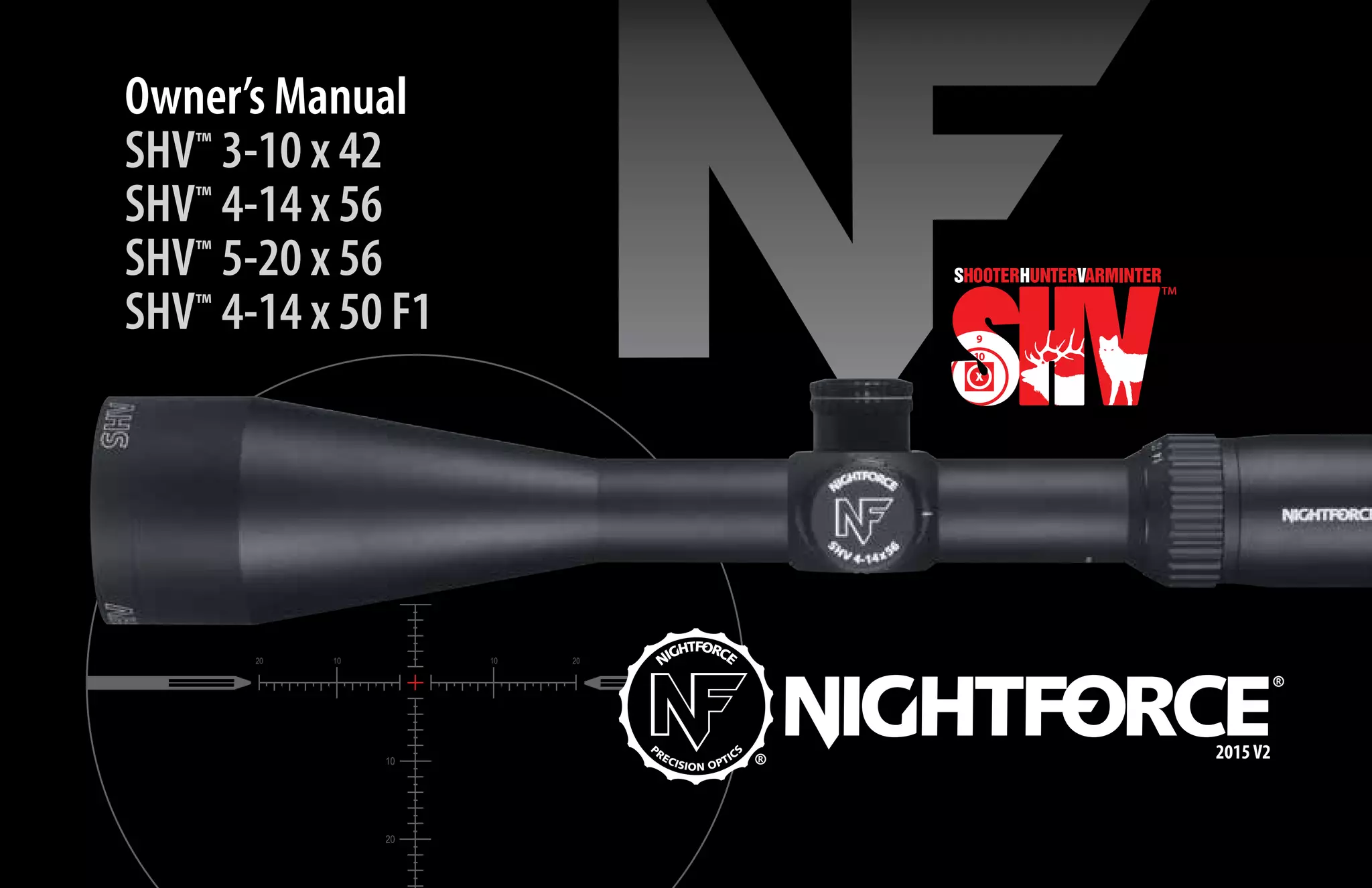 Instruction Manual Nightforce SHV Optics Trade PDF