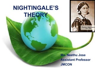 NIGHTINGALE’S
THEORY
Ms. Neethu Jose
Assistant Professor
JMCON
 
