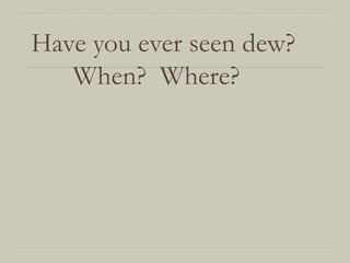 Have you ever seen dew?
When? Where?

 