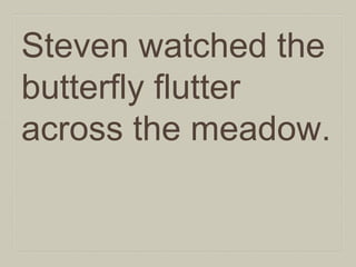 Steven watched the
butterfly flutter
across the meadow.

 