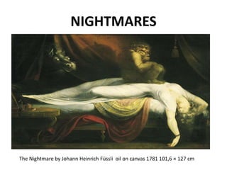 NIGHTMARES The Nightmare by Johann Heinrich Füssli  oil on canvas 1781 101,6 × 127 cm 