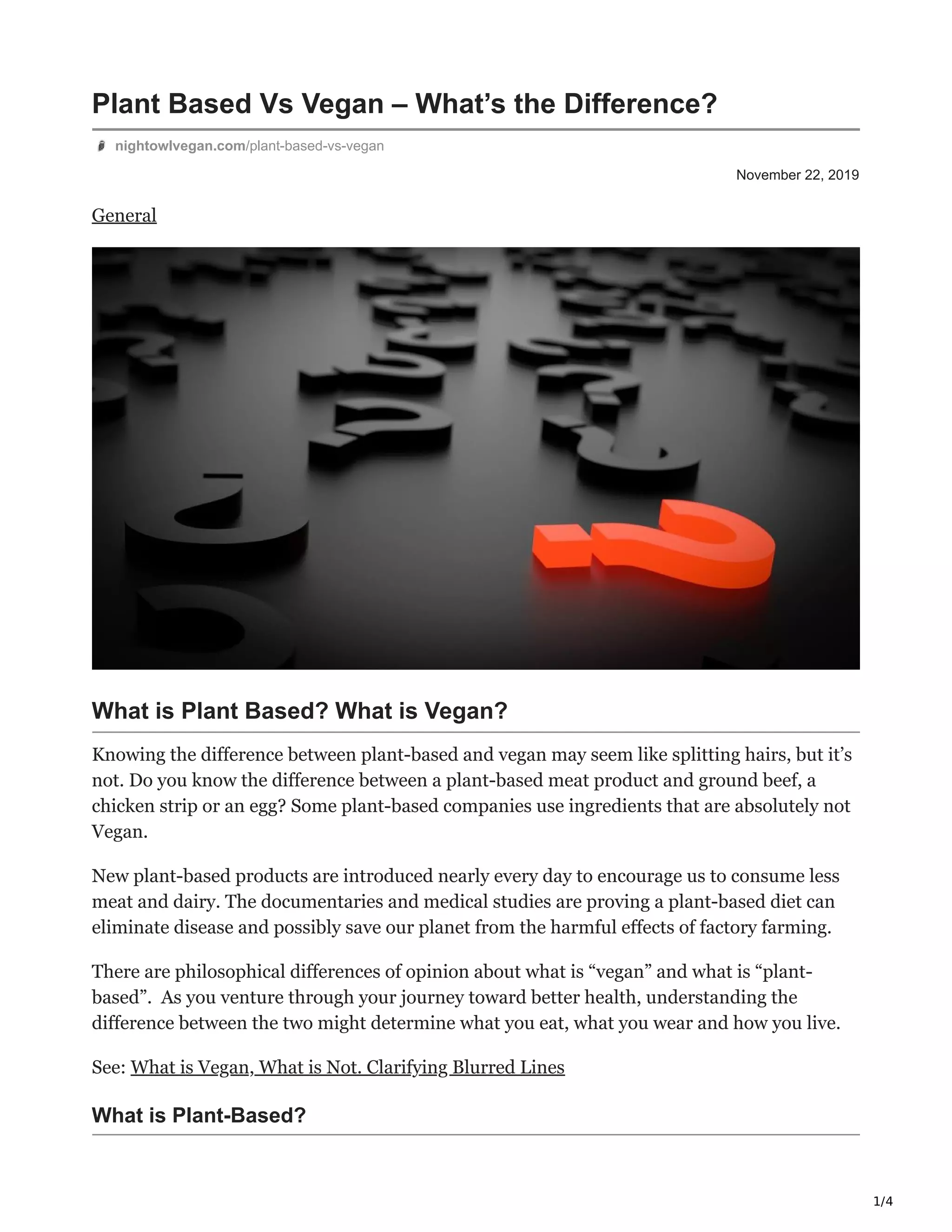 Plant Based versus Vegan What's the Difference?