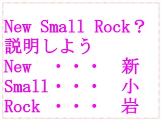 New Small Rock？
説明しよう
New　・・・　新
Small・・・　小
Rock ・・・　岩
 