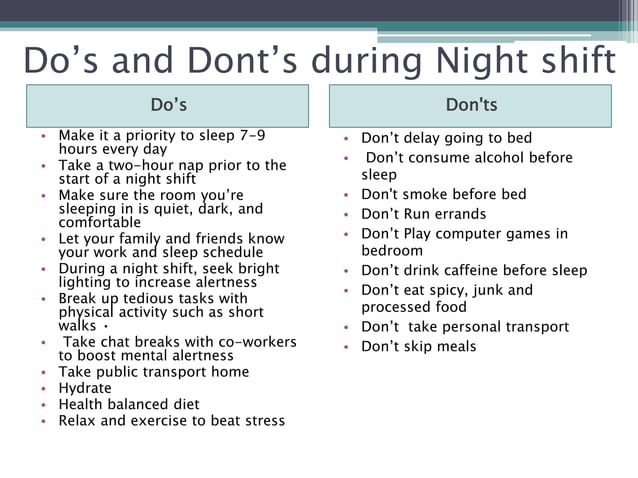 Night shifts | PPTX | Sleep Disorders | Diseases and Conditions