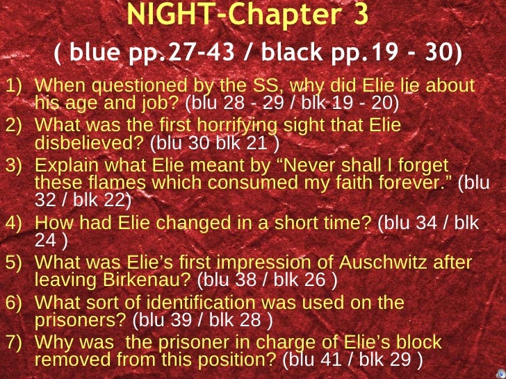 Night Study Questions Chapter By Chapter