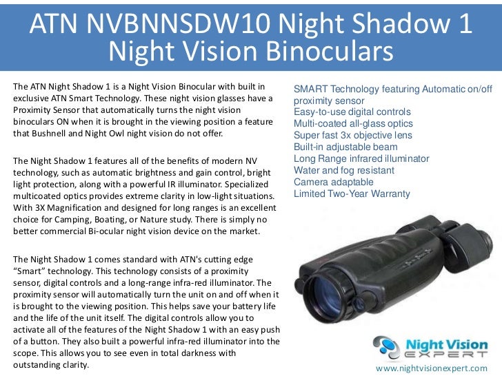 Night vision binoculars chart