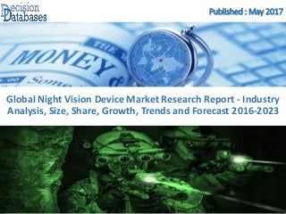 Published : May 2017
Global Night Vision Device Market Research Report - Industry
Analysis, Size, Share, Growth, Trends and Forecast 2016-2023
 