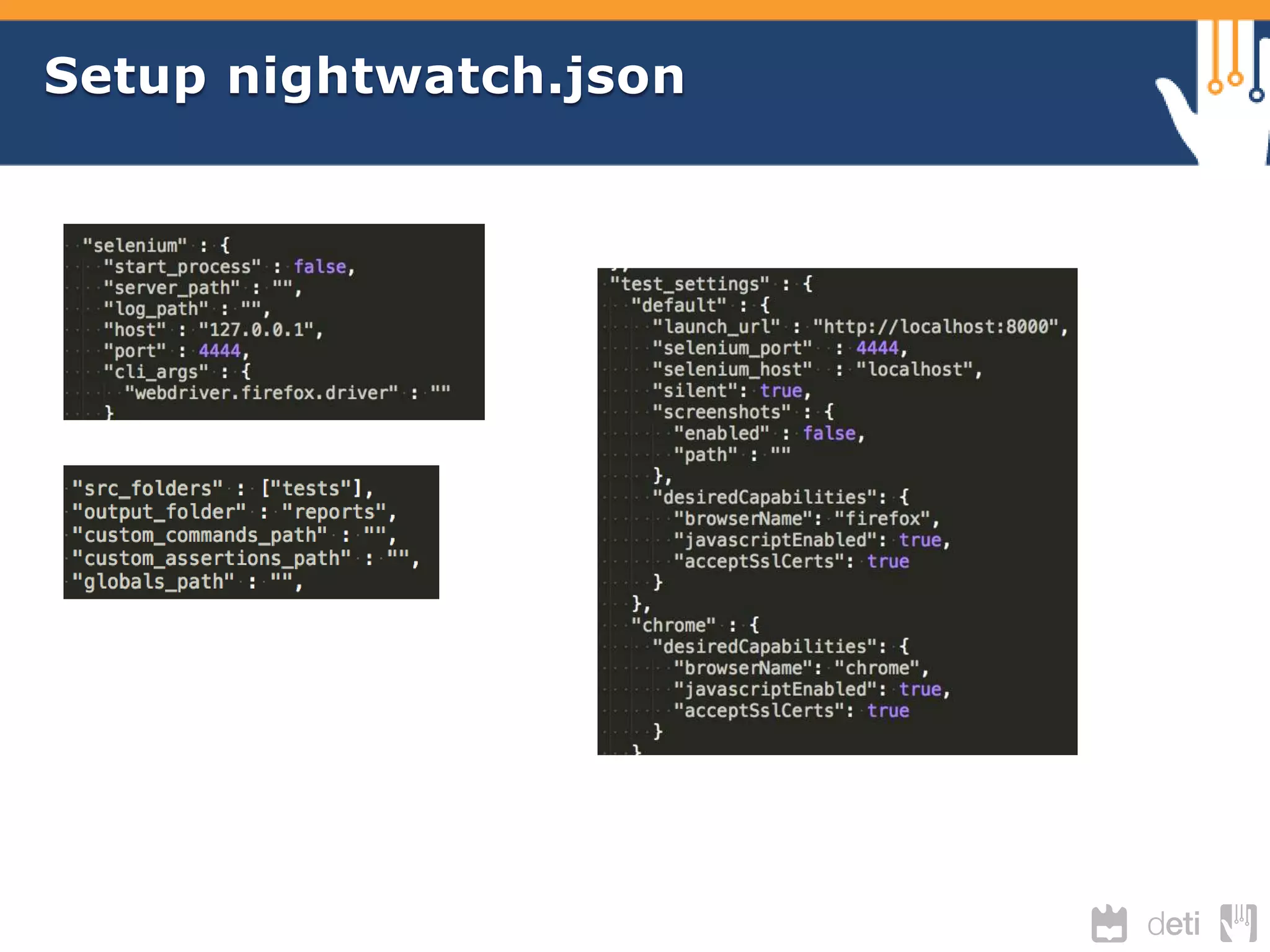 Setup nightwatch.json 
 