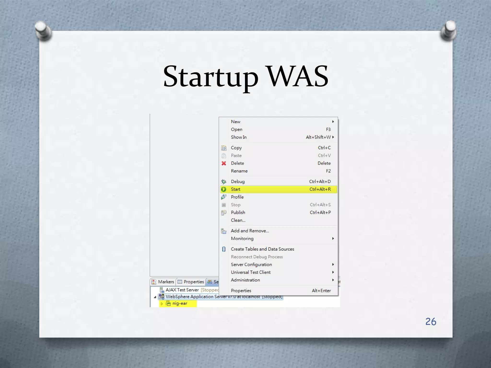 Startup WAS26
