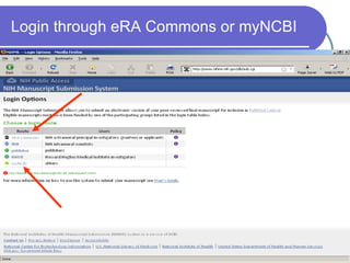 Login through eRA Commons or myNCBI 