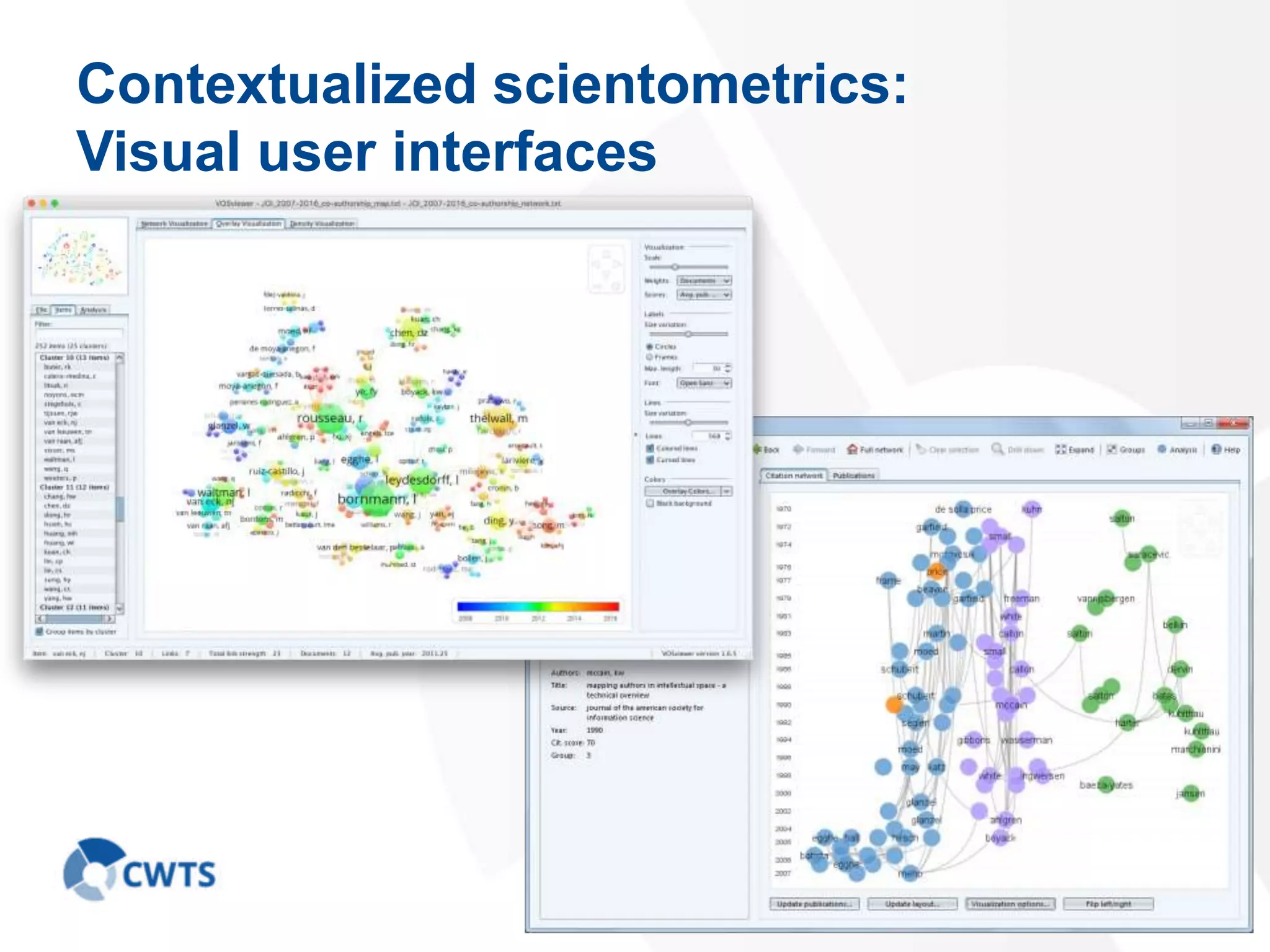 Contextualized scientometrics:
Visual user interfaces
45
 