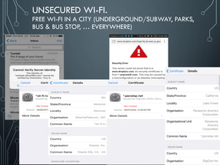 UNSECURED WI-FI.
FREE WI-FI IN A CITY (UNDERGROUND/SUBWAY, PARKS,
BUS & BUS STOP, … EVERYWHERE)
 