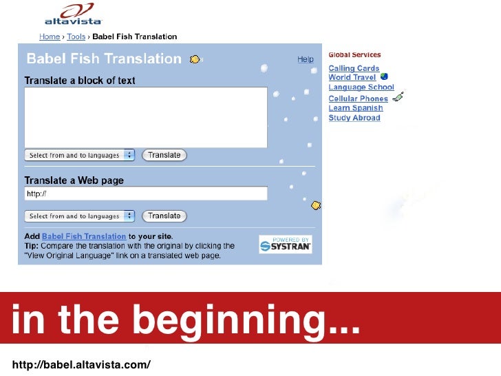 in the beginning http babel altavista com