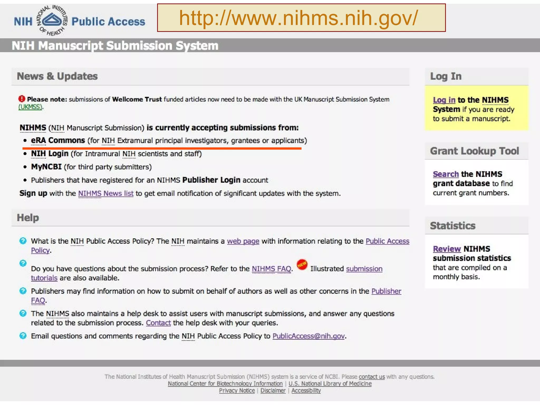 http://www.nihms.nih.gov/   
